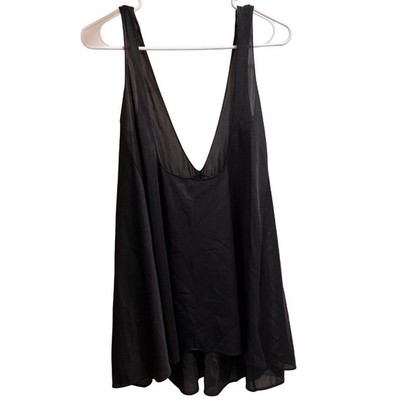 Vintage 90s JCPenney Black Sheer Nylon Slip Nightgown L Empire Waist - Picture 4 of 7